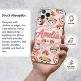Cute Kawaii Sushi Rice Bowls and Printed Design Custom Name Protective Phone Case Mobile Cover Durable Everyday Smartphone Shock Resistant