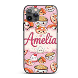 Kawaii Sushi Rice Bowls and Noodles Characters Custom Name Protective Phone Case Mobile Cover Durable Everyday Smartphone Shock Resistant