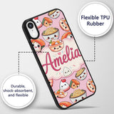 Kawaii Sushi Rice Bowls and Noodles Characters Custom Name Protective Phone Case Mobile Cover Durable Everyday Smartphone Shock Resistant