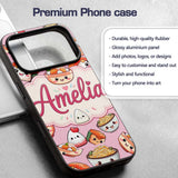 Kawaii Sushi Rice Bowls and Noodles Characters Custom Name Protective Phone Case Mobile Cover Durable Everyday Smartphone Shock Resistant