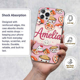 Kawaii Sushi Rice Bowls and Noodles Characters Custom Name Protective Phone Case Mobile Cover Durable Everyday Smartphone Shock Resistant