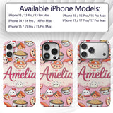 Kawaii Sushi Rice Bowls and Noodles Characters Custom Name Protective Phone Case Mobile Cover Durable Everyday Smartphone Shock Resistant