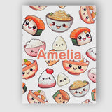 Personalised Name Kawaii Sushi Rice Bowls Custom  Unique Gift Idea Elegant Feature Canvas Wall Art Print Decor Picture Ready to Hang