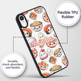 Kawaii Sushi Rice Bowls and Noodles Characters Custom Name Protective Phone Case Mobile Cover Durable Everyday Smartphone Shock Resistant