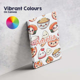 Personalised Name Kawaii Sushi Rice Bowls Custom  Unique Gift Idea Elegant Feature Canvas Wall Art Print Decor Picture Ready to Hang