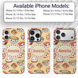 Kawaii Sushi Rice Bowls and Noodles Characters Custom Name Protective Phone Case Mobile Cover Durable Everyday Smartphone Shock Resistant