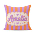 Custom Name Abstract Wavy Orange Purple Stripes Seamless Pattern Square Filled Cushion Throw Pillow Sofa Bed Home Decor Zip Washable UK Made