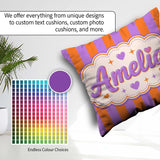 Custom Name Abstract Wavy Orange Purple Stripes Seamless Pattern Square Filled Cushion Throw Pillow Sofa Bed Home Decor Zip Washable UK Made