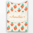 Cute Strawberry Minimal Fruit Seamless Pattern Beautiful Coffee Cup  Personalised Custom Name Super Soft Fleece Blanket Bed Sofa Throw