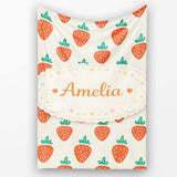Cute Strawberry Minimal Fruit Seamless Pattern Beautiful Coffee Cup  Personalised Custom Name Super Soft Fleece Blanket Bed Sofa Throw