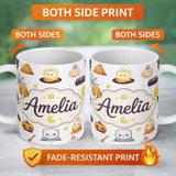 Personalized Custom Name Cute Halloween Witch Pumpkin Candle and Spider Kawaii Seamless 11oz Ceramic Coffee Tea Mug White Large Handle