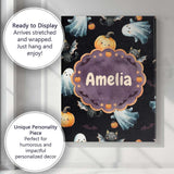 Personalised Name Cute Watercolor Ghost Custom  Modern Room Accent Elegant Feature Canvas Wall Art Print Decor Picture Ready to Hang
