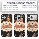 Cute Watercolor Bat Pumpkin and Stars Halloween Custom Name Protective Phone Case Mobile Cover Durable Everyday Smartphone Shock Resistant