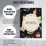 Personalised Name Cute Halloween Teddy Custom  Modern Room Accent Elegant Feature Canvas Wall Art Print Decor Picture Ready to Hang