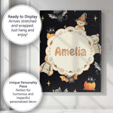 Personalised Name Cute Halloween Teddy Custom  Modern Room Accent Elegant Feature Canvas Wall Art Print Decor Picture Ready to Hang
