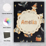 Personalised Name Cute Halloween Teddy Custom  Modern Room Accent Elegant Feature Canvas Wall Art Print Decor Picture Ready to Hang