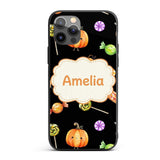Cute Autumn Pumpkins Candy and Printed Design Custom Name Protective Phone Case Mobile Cover Durable Everyday Smartphone Shock Resistant