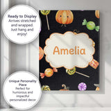 Personalised Name Cute Autumn Pumpkins Custom  Modern Room Accent Elegant Feature Canvas Wall Art Print Decor Picture Ready to Hang