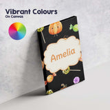 Personalised Name Cute Autumn Pumpkins Custom  Modern Room Accent Elegant Feature Canvas Wall Art Print Decor Picture Ready to Hang