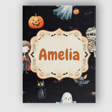 Personalised Name Cute Halloween Zombie Custom  Modern Room Accent Elegant Feature Canvas Wall Art Print Decor Picture Ready to Hang