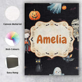 Personalised Name Cute Halloween Zombie Custom  Modern Room Accent Elegant Feature Canvas Wall Art Print Decor Picture Ready to Hang