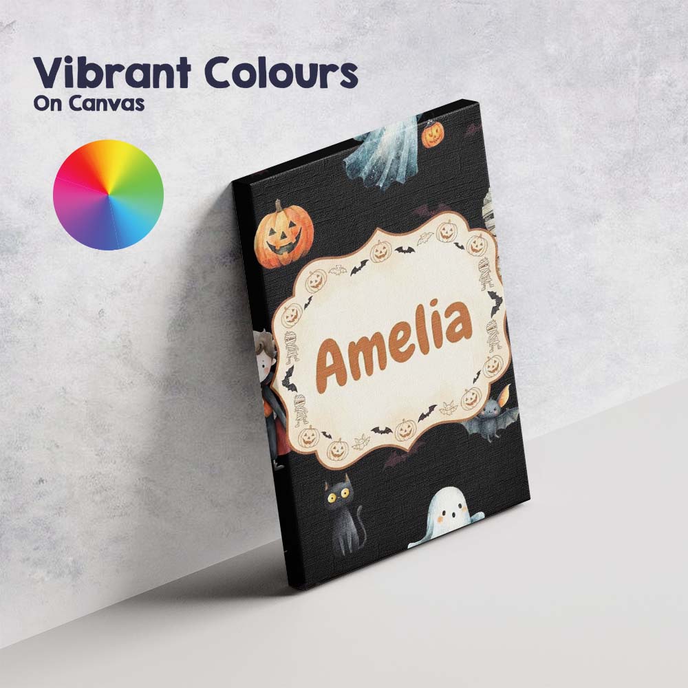 Personalised Name Cute Halloween Zombie Custom  Modern Room Accent Elegant Feature Canvas Wall Art Print Decor Picture Ready to Hang