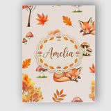 Personalised Name Cute Autumn Fox Leaves Custom  Unique Gift Idea Elegant Feature Canvas Wall Art Print Decor Picture Ready to Hang