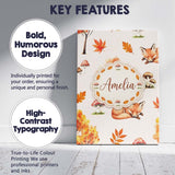 Personalised Name Cute Autumn Fox Leaves Custom  Unique Gift Idea Elegant Feature Canvas Wall Art Print Decor Picture Ready to Hang