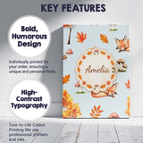 Personalised Name Cute Autumn Fox Leaves Custom  Unique Gift Idea Elegant Feature Canvas Wall Art Print Decor Picture Ready to Hang