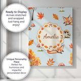 Personalised Name Cute Autumn Fox Leaves Custom  Unique Gift Idea Elegant Feature Canvas Wall Art Print Decor Picture Ready to Hang
