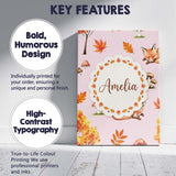 Personalised Name Cute Autumn Fox Leaves Custom  Unique Gift Idea Elegant Feature Canvas Wall Art Print Decor Picture Ready to Hang