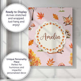 Personalised Name Cute Autumn Fox Leaves Custom  Unique Gift Idea Elegant Feature Canvas Wall Art Print Decor Picture Ready to Hang