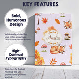 Personalised Name Cute Autumn Fox Leaves Custom  Unique Gift Idea Elegant Feature Canvas Wall Art Print Decor Picture Ready to Hang