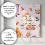 Personalised Name Cute Autumn Fox Leaves Custom  Unique Gift Idea Elegant Feature Canvas Wall Art Print Decor Picture Ready to Hang