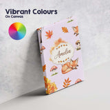 Personalised Name Cute Autumn Fox Leaves Custom  Unique Gift Idea Elegant Feature Canvas Wall Art Print Decor Picture Ready to Hang