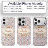 Soft Pastel Floral Botanical Light Printed Design Custom Name Protective Phone Case Mobile Cover Durable Everyday Smartphone Shock Resistant