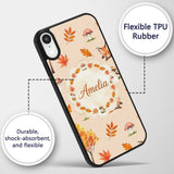 Cute Autumn Fox Leaves Mushrooms Watercolor Warm Custom Name Protective Phone Case Mobile Cover Durable Everyday Smartphone Shock Resistant
