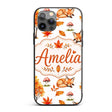 Cute Autumn Fox Leaves Mushrooms Watercolor Light Custom Name Protective Phone Case Mobile Cover Durable Everyday Smartphone Shock Resistant