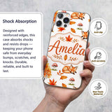 Cute Autumn Fox Leaves Mushrooms Watercolor Light Custom Name Protective Phone Case Mobile Cover Durable Everyday Smartphone Shock Resistant
