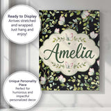 Personalised Name Elegant Butterflies and Custom  Bespoke Decorative Contemporary Canvas Wall Art Print Decor Picture Ready to Hang