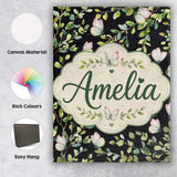 Personalised Name Elegant Butterflies and Custom  Bespoke Decorative Contemporary Canvas Wall Art Print Decor Picture Ready to Hang