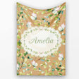 Elegant Watercolor Butterflies and Green Leaves on Warm Tan  Personalised Custom Name Super Soft Fleece Blanket Bed Sofa Throw
