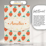 Cute Strawberry Minimal Fruit Seamless Pattern Beautiful Coffee Cup  Personalised Custom Name Super Soft Fleece Blanket Bed Sofa Throw