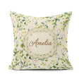Custom Name Elegant Butterflies and Green Leaves on Soft Cream Square Filled Cushion Throw Pillow Sofa Bed Home Decor Zip Washable UK Made