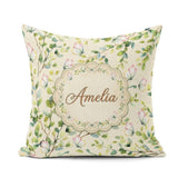 Custom Name Elegant Butterflies and Green Leaves on Soft Cream Square Filled Cushion Throw Pillow Sofa Bed Home Decor Zip Washable UK Made