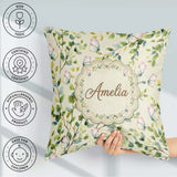 Custom Name Elegant Butterflies and Green Leaves on Soft Cream Square Filled Cushion Throw Pillow Sofa Bed Home Decor Zip Washable UK Made