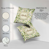Custom Name Elegant Butterflies and Green Leaves on Soft Cream Square Filled Cushion Throw Pillow Sofa Bed Home Decor Zip Washable UK Made