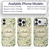 Elegant Watercolor Butterflies and Green Leaves Custom Name Protective Phone Case Mobile Cover Durable Everyday Smartphone Shock Resistant