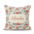 Custom Name Oriental Inspired Floral Cream Background Decorative Square Filled Cushion Throw Pillow Sofa Bed Home Decor Zip Washable UK Made
