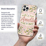 Elegant Watercolor Butterflies and Green Leaves Custom Name Protective Phone Case Mobile Cover Durable Everyday Smartphone Shock Resistant